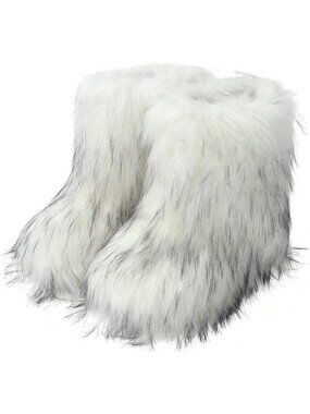 Faux Fur Ankle Booties in White - Cozy Women's Winter Boots